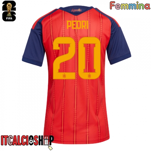 Spagna Pedri Gonzalez #20 Prima Maglia Femmina Mondiali 2026 Manica Corta